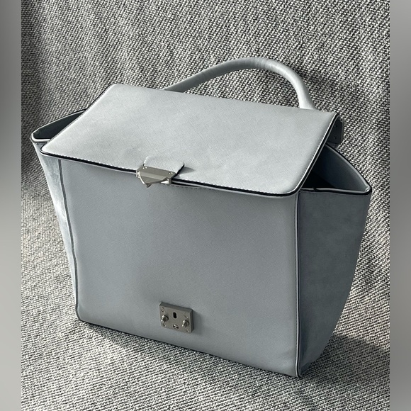 Modern Gray Trapezoid Satchel with Top Handle - Picture 13 of 16